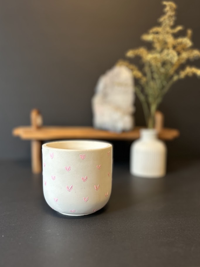 Pink Hearts - Custom Concrete Candle