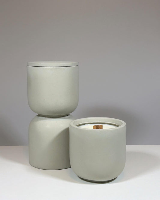 Candles in Concrete Vessels